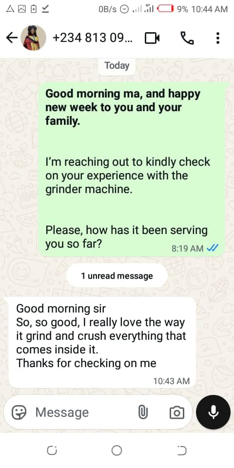 Customer WhatsApp Testimony from Kaduna State