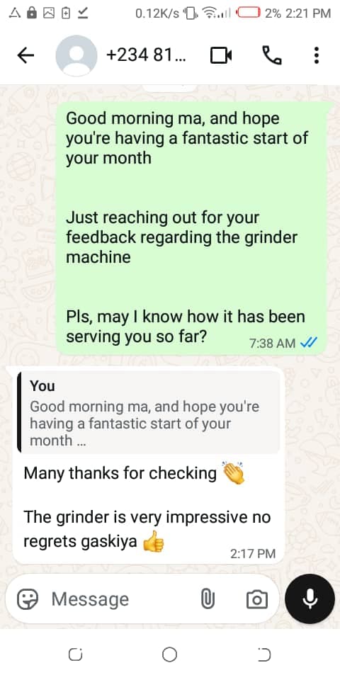 Customer WhatsApp Testimony from Ilorin, Kwara