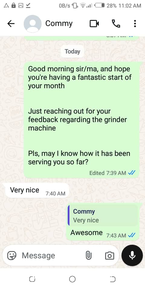 Customer WhatsApp Testimony from Onitsha, Anambra