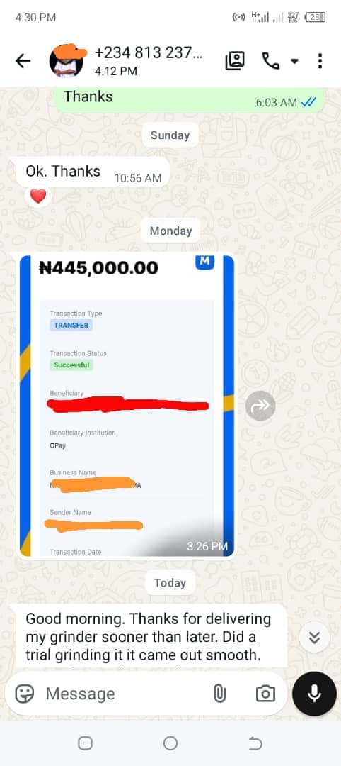 Customer WhatsApp Testimony from Port Harcourt, Rivers