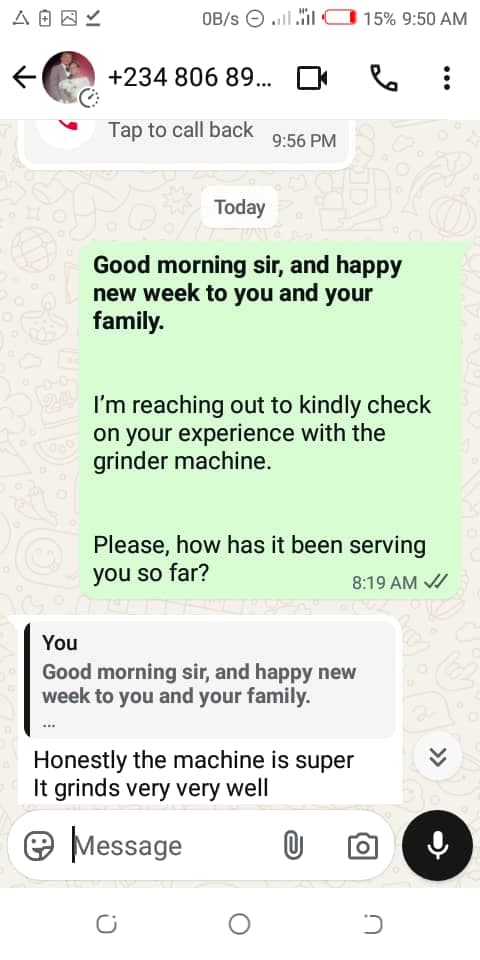 Customer WhatsApp Testimony from Benin City, Edo
