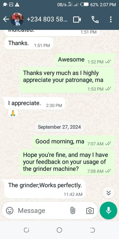 Customer WhatsApp Testimony from Kano State